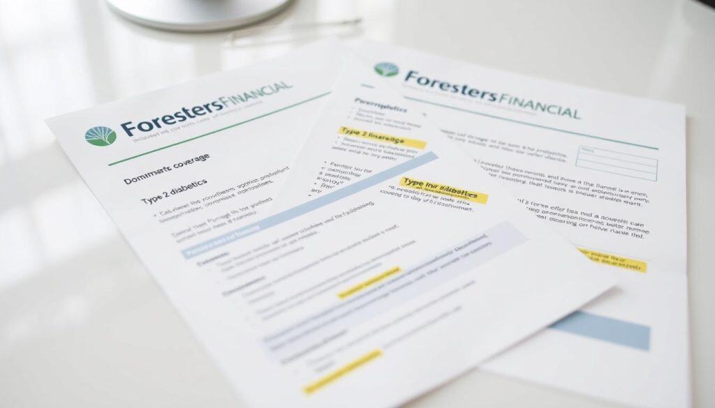 Foresters Financial policy documents showing coverage options for Type 2 diabetics