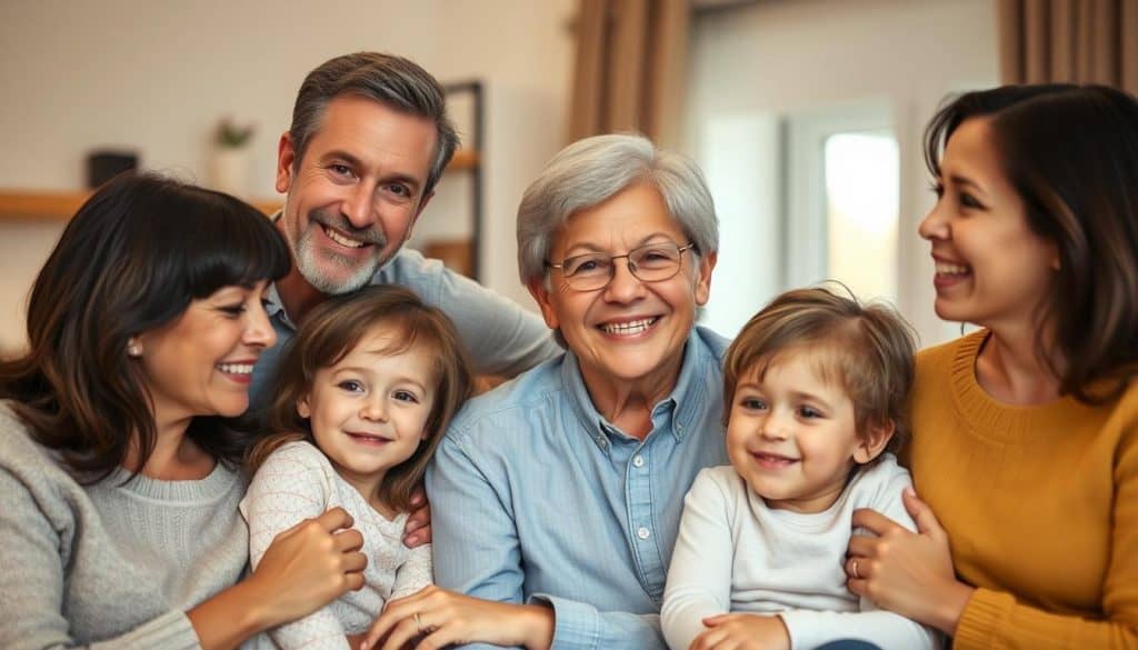 Happy family protected by life insurance for a person with Type 2 diabetes